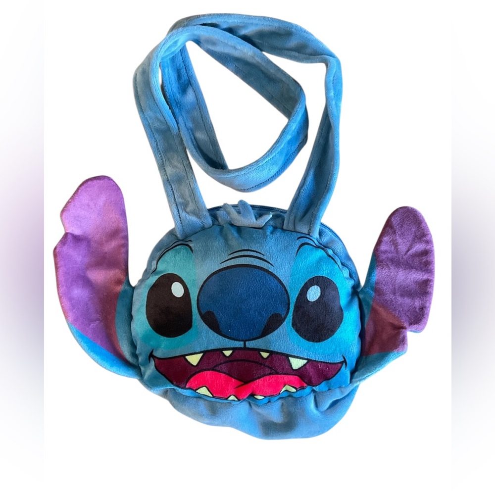 Disney Stitch Plush Handbag Bag Purse Crossbody Blue Velour Character Accessory